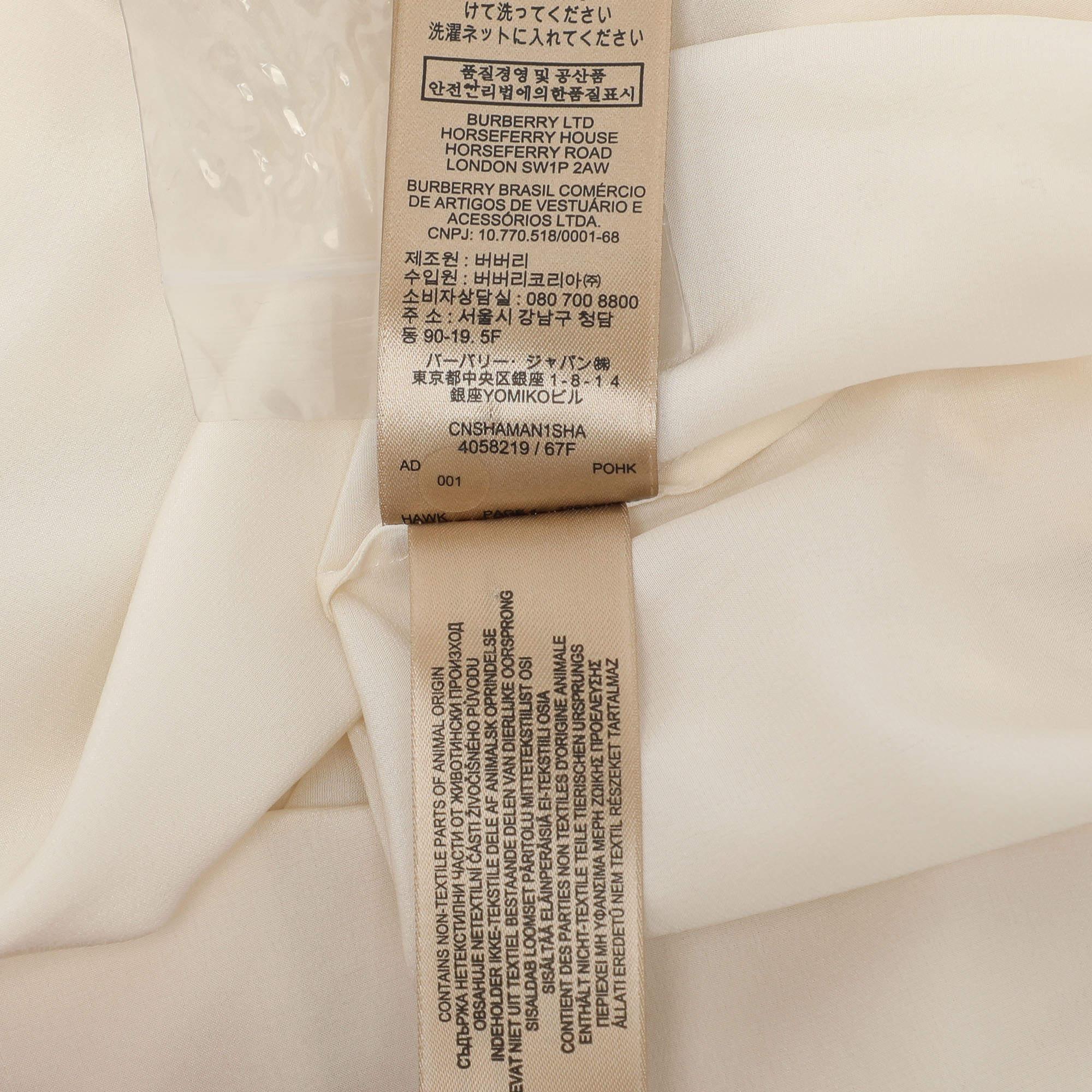 Burberry Cream Silk Neck Tie Long Sleeves Top S 3