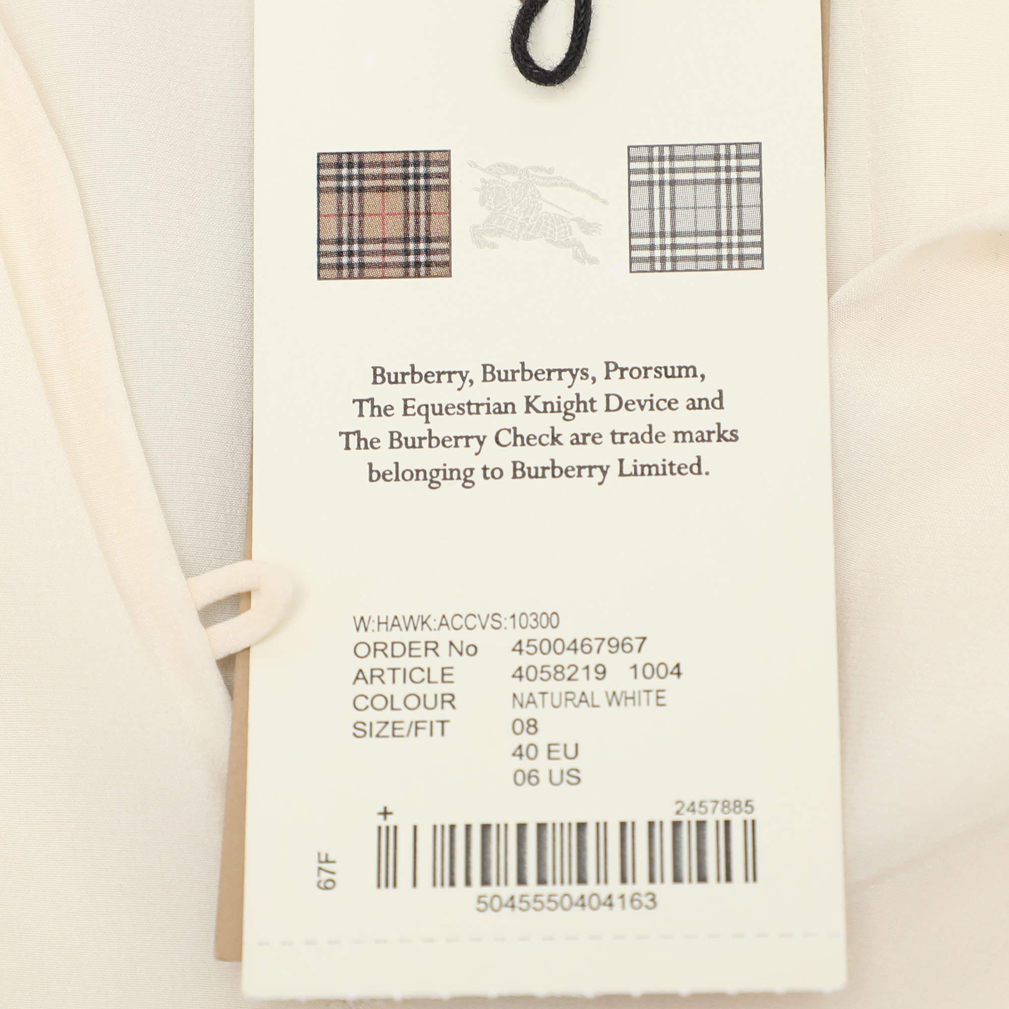 Burberry Cream Silk Neck Tie Long Sleeves Top S 4