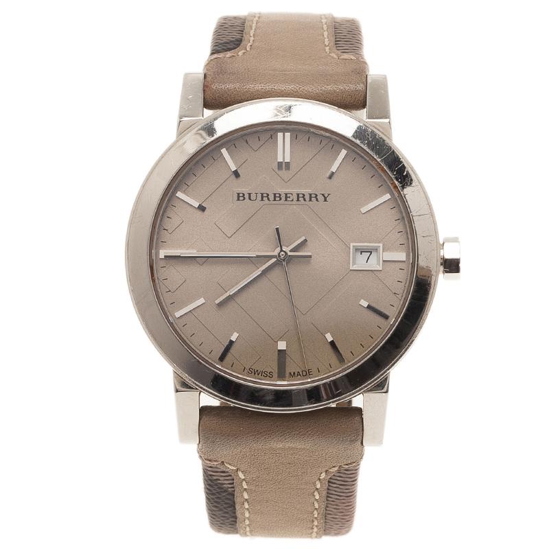 Contemporary Burberry Cream Stainless Steel Heymarket Women's Wristwatch 38MM
