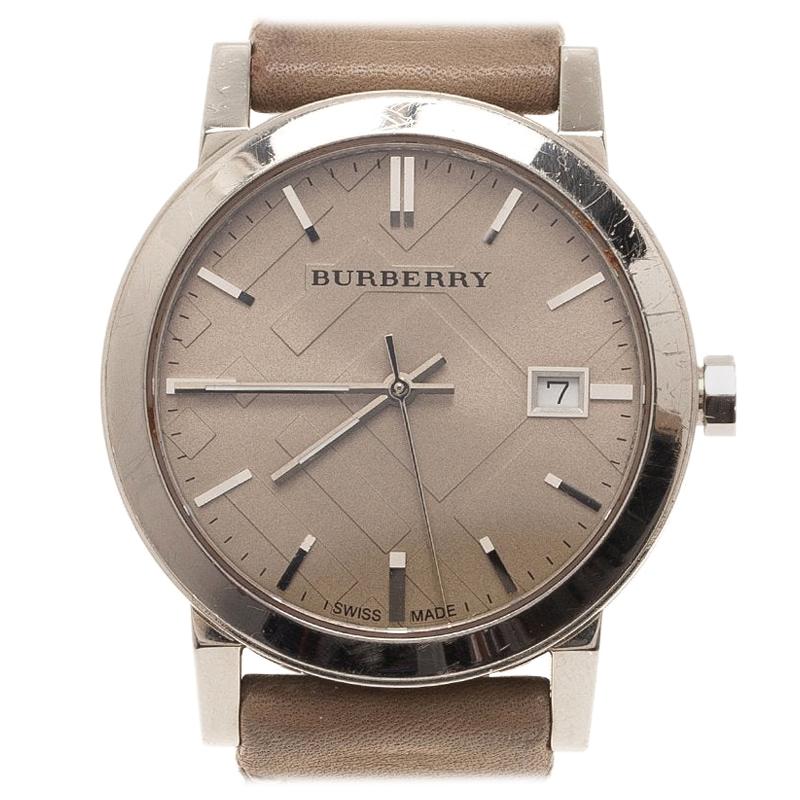 Burberry Cream Stainless Steel Heymarket Women's Wristwatch 38MM