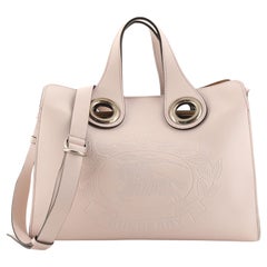 Burberry Crest Grommet Tote Embossed Leather Large