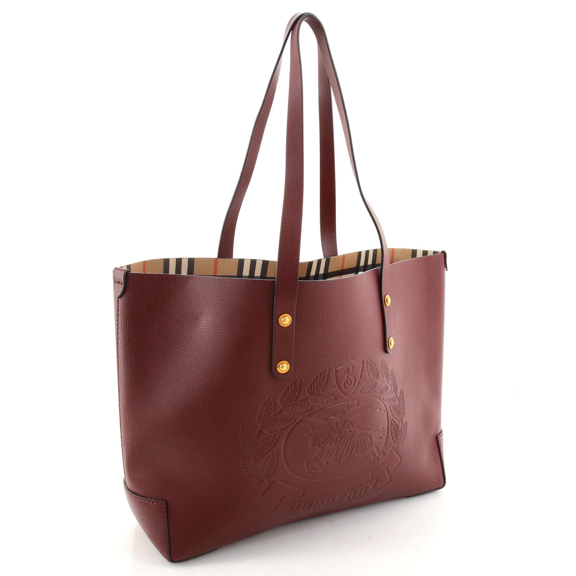 Burberry embossed crest leather tote deals