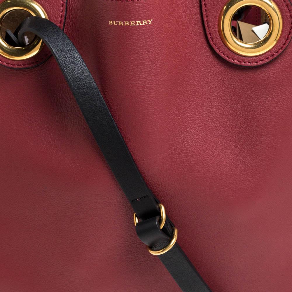Burberry Crimson Red Leather Medium Grommet Detail Tote 4