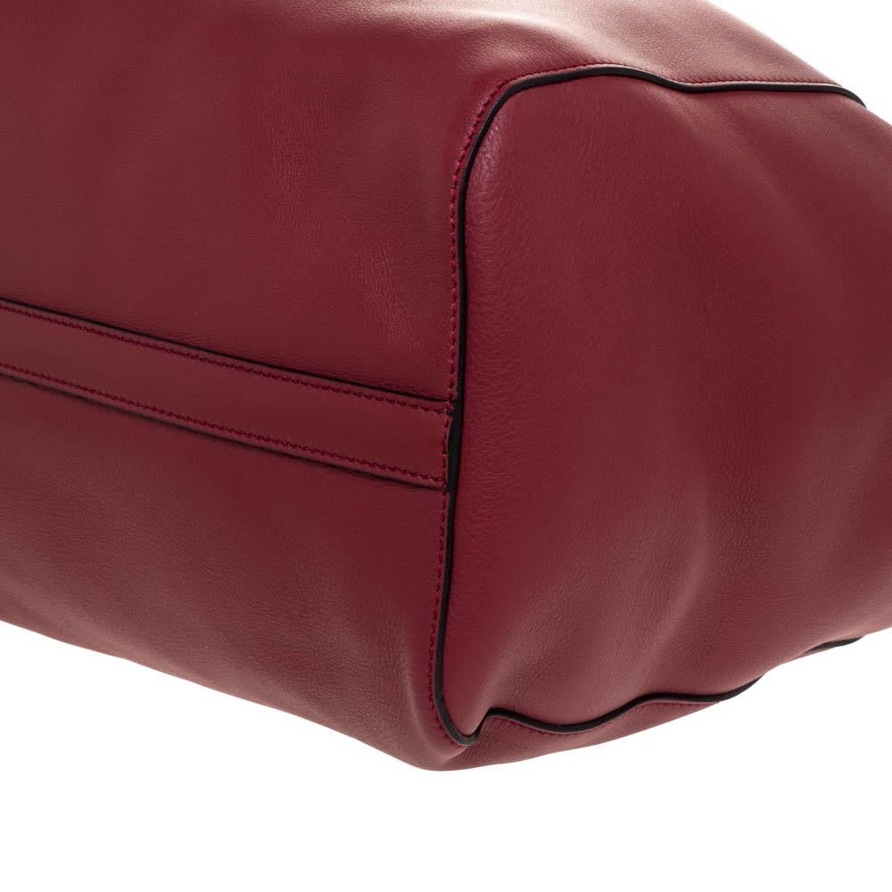 Burberry Crimson Red Leather Medium Grommet Detail Tote 1
