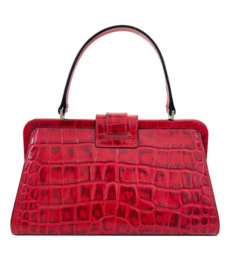 Women's Burberry Croc Embossed Leather Handbag For Sale