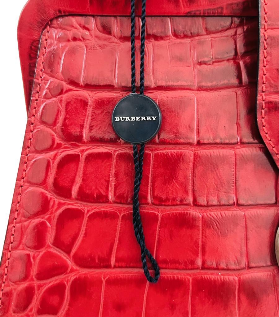 Burberry Croc Embossed Leather Handbag For Sale 4