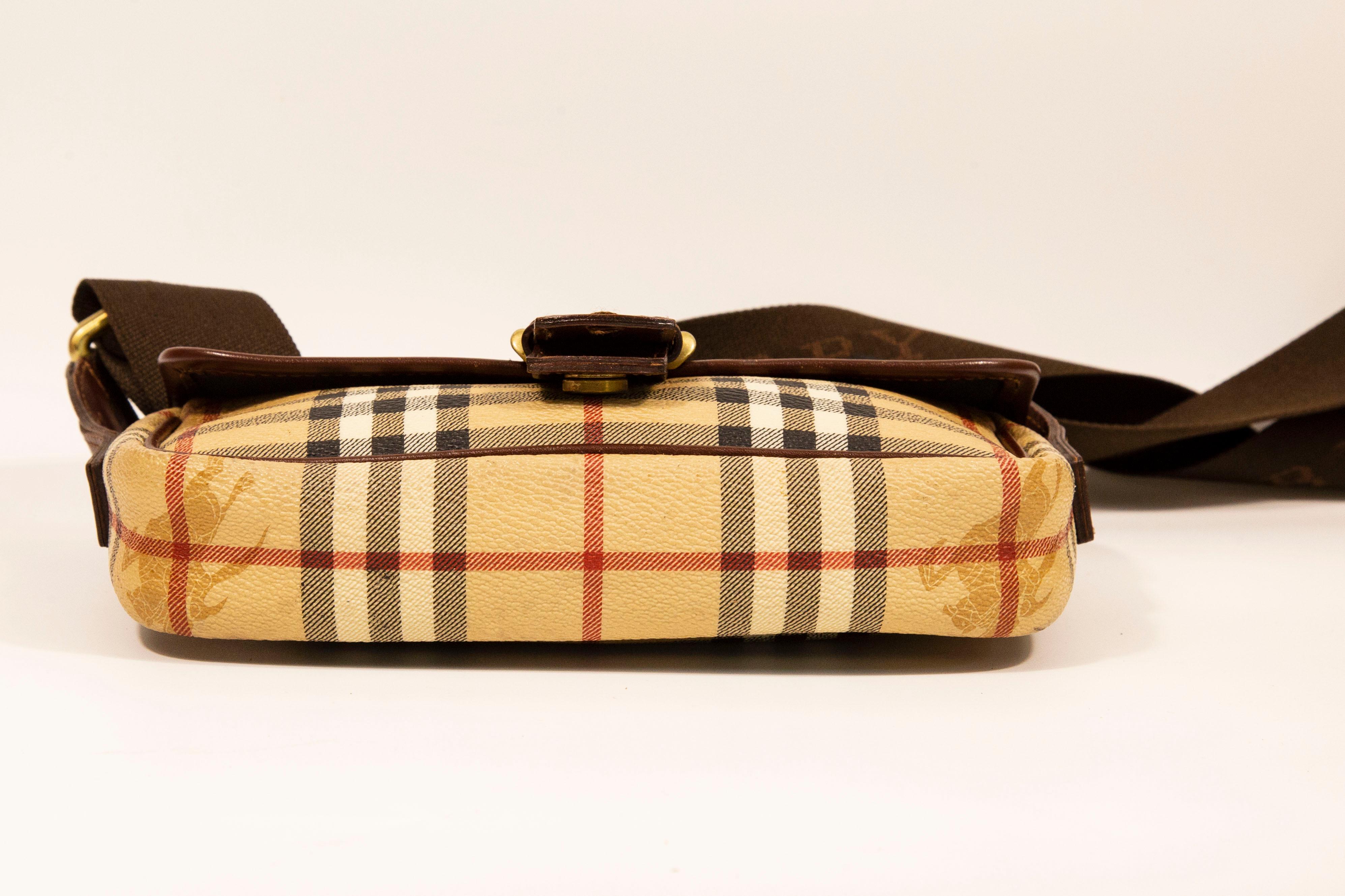 Women's or Men's Burberry Crossbody Bag in Vinyl Coated Canvas with the Classic Burberry Check