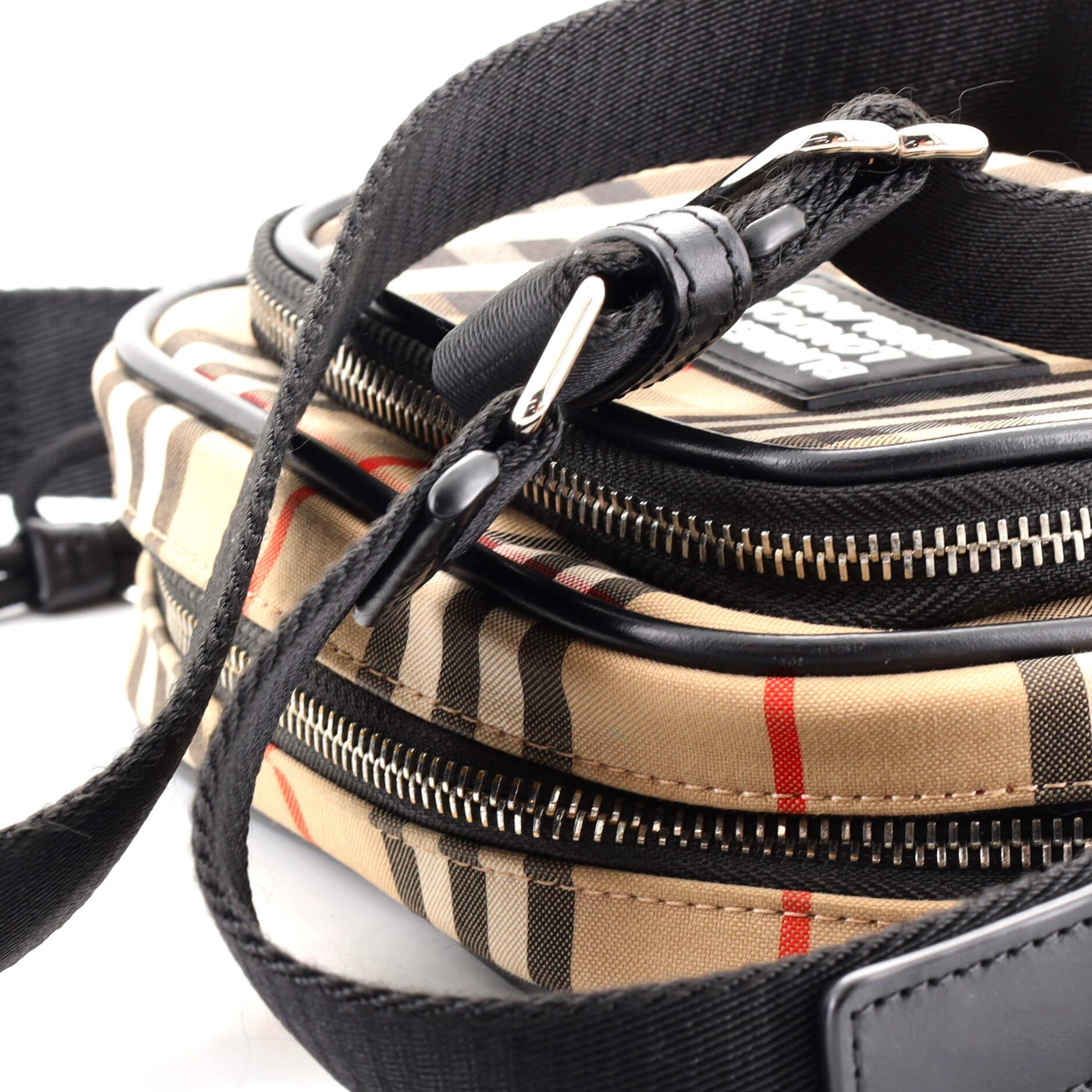 Black Burberry Crossbody Bag Vintage Check Canvas and Leather