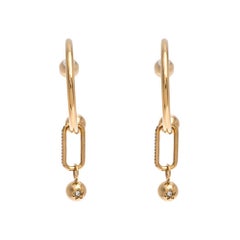 Burberry Crystal Charm Gold Tone Hoop Earrings