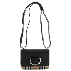 Burberry D-Ring Shoulder Bag Leather with Vintage Check Canvas Mini