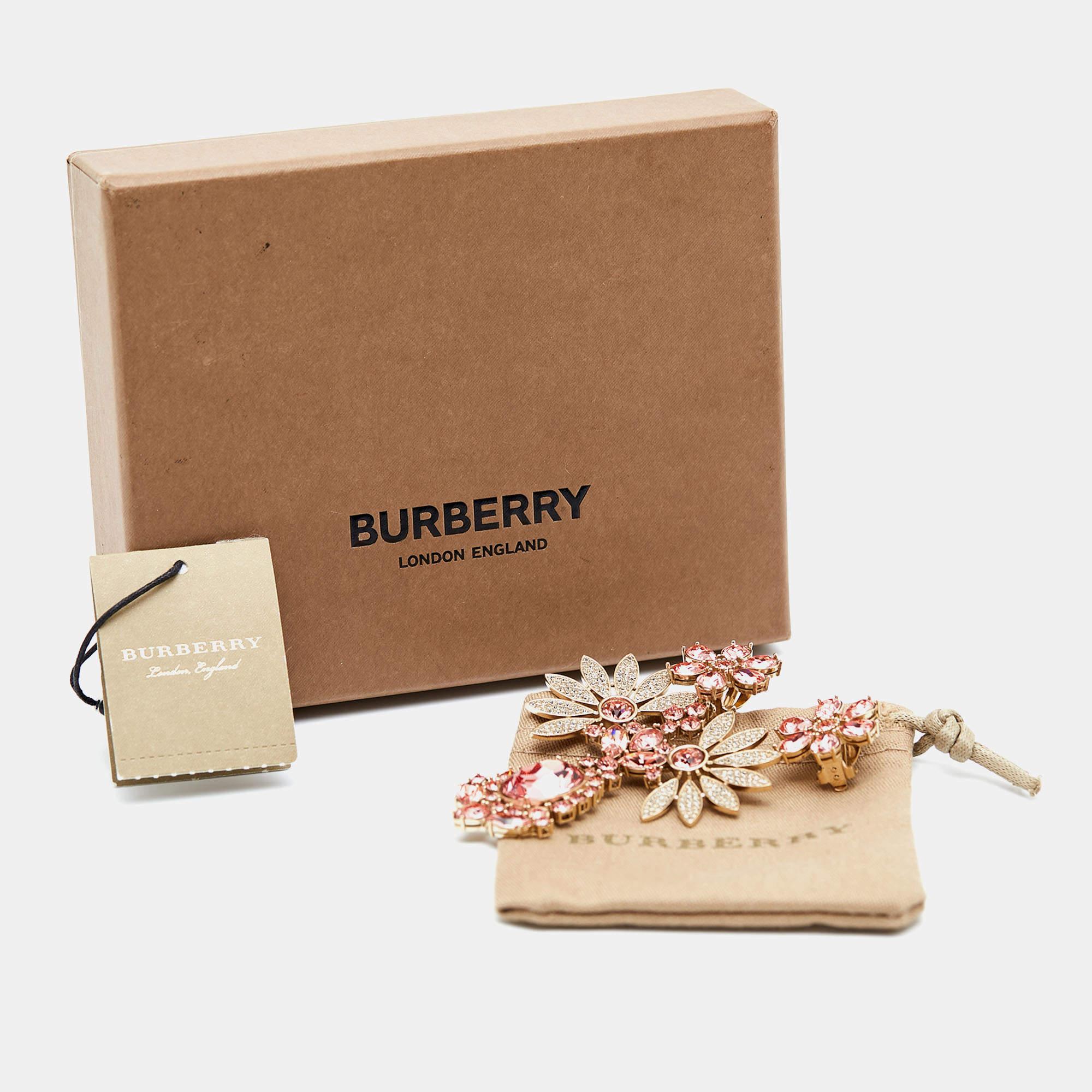 Women's Burberry Daisy Floral Crystal Gold Tone Earrings