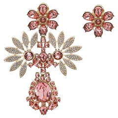 Burberry Daisy Floral Crystal Gold Tone Earrings