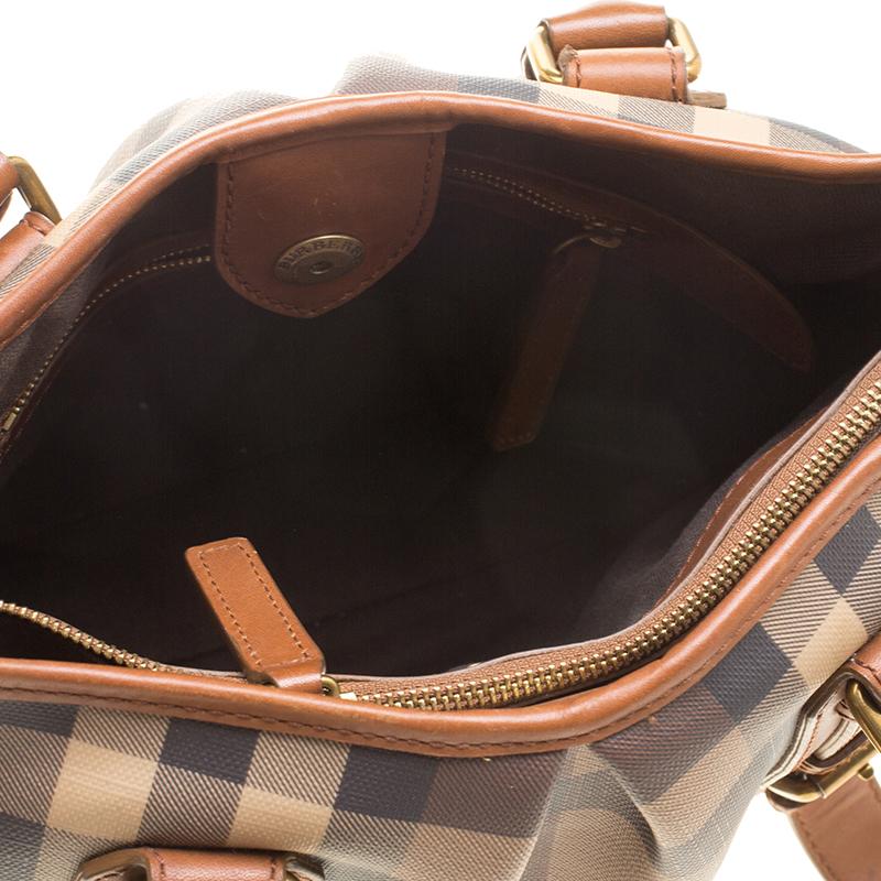 Burberry Dark Beige/Cognac Smoked Check PVC Small Northfield Tote 3