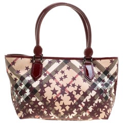 Burberry Dark Beige/Cognac Smoked Check PVC Small Northfield Tote