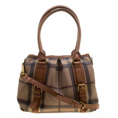 Burberry Dark Beige/Cognac Smoked Check PVC Small Northfield Tote