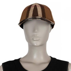BURBERRY Dark Birch brown wool 2022 CHECK Baseball Cap Hat M