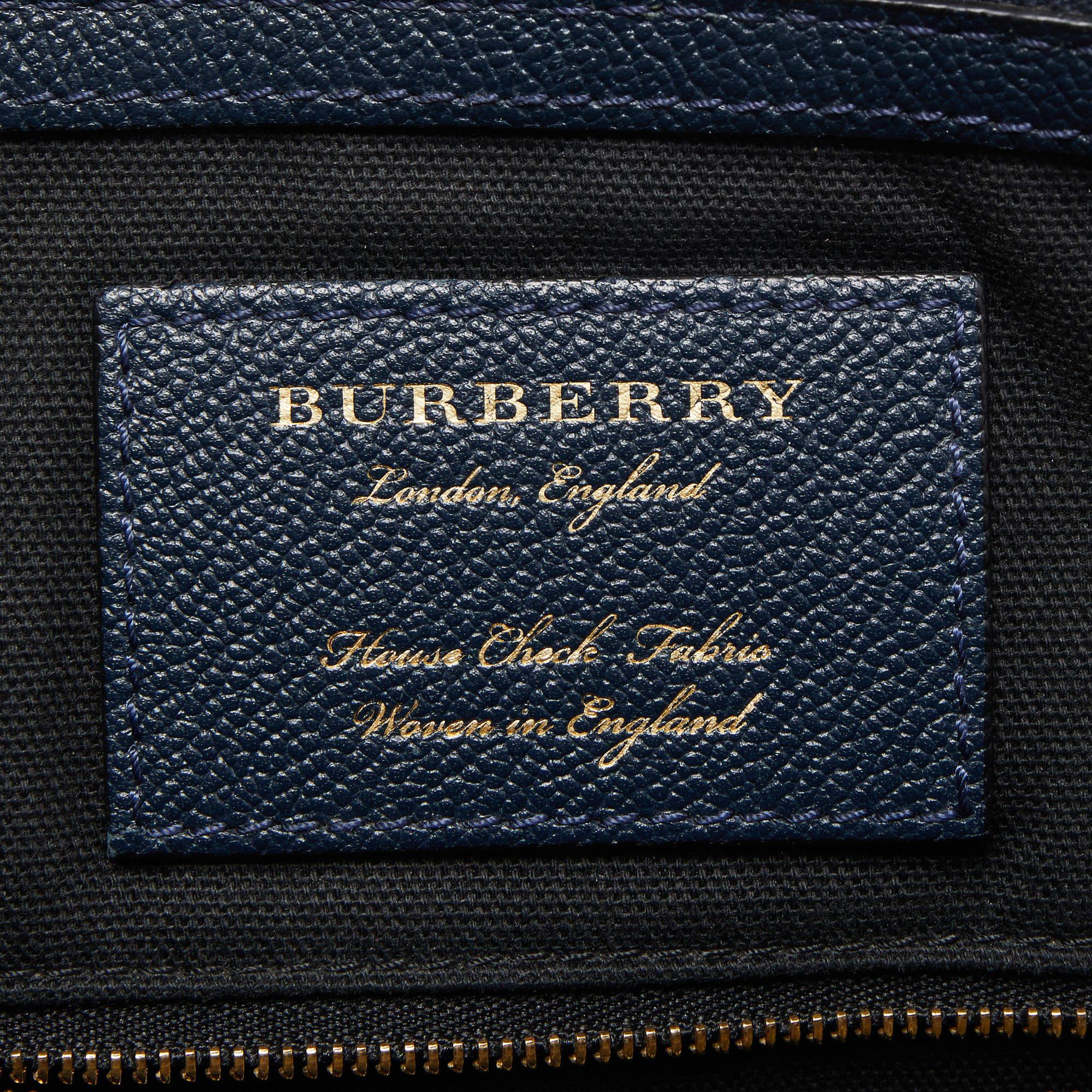 Burberry Dark Blue/Beige House Check Canvas and Leather Small Helmsley Crossbody 7