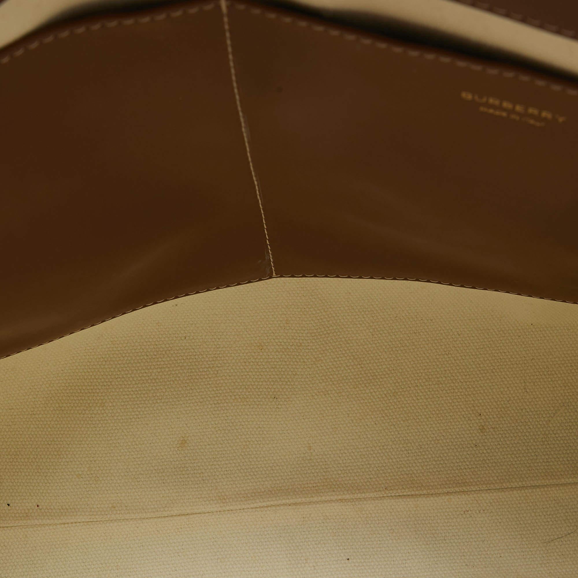 Burberry Dark Brown/Beige Canvas and Leather Medium Pocket Bag For Sale 5