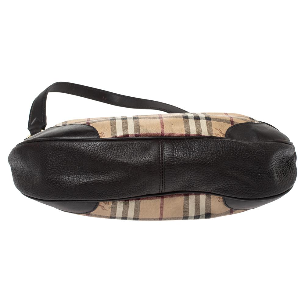 Donna Burberry marrone scuro/beige, Haymarket Check in PVC e pelle, borsa a spalla WIllenmore