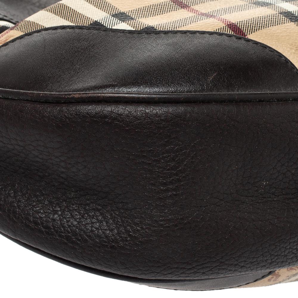 Burberry marrone scuro/beige, Haymarket Check in PVC e pelle, borsa a spalla WIllenmore 3