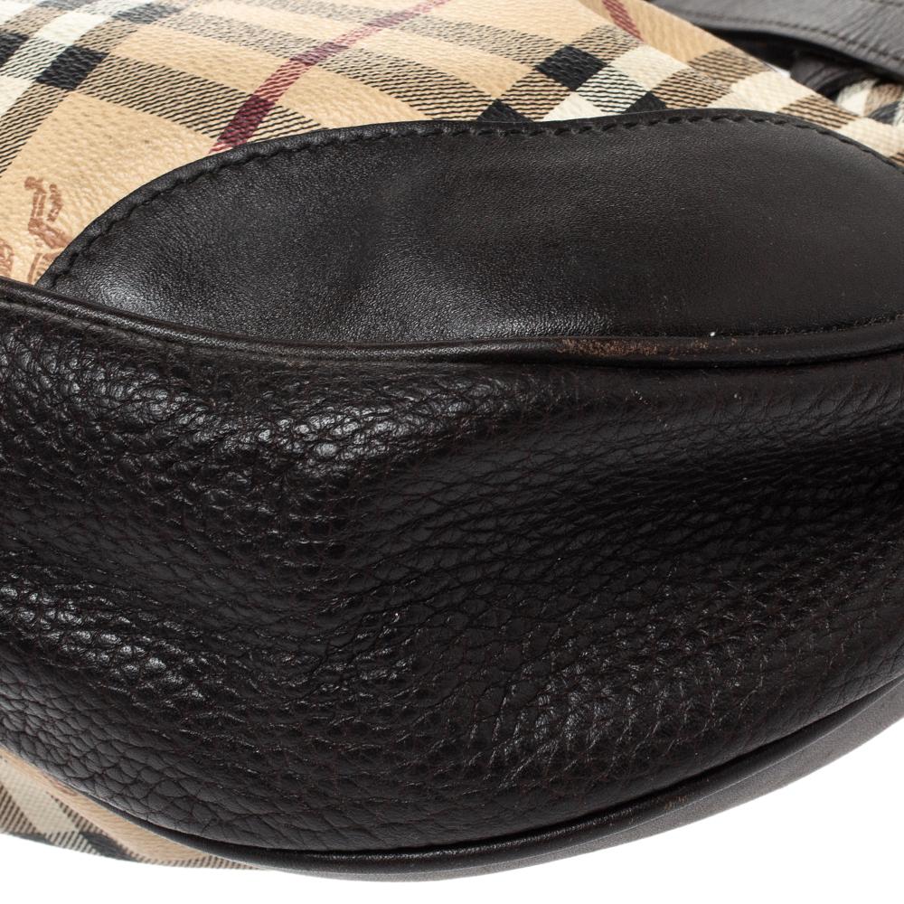Burberry marrone scuro/beige, Haymarket Check in PVC e pelle, borsa a spalla WIllenmore 4