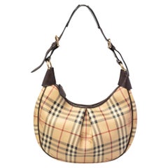 Burberry Dunkelbraun/Beige Nova Check Beschichtetes Segeltuch Barton Hobo
