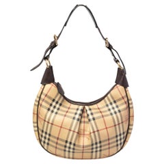 Burberry Dark Brown/Beige Nova Check Coated Canvas Barton Hobo