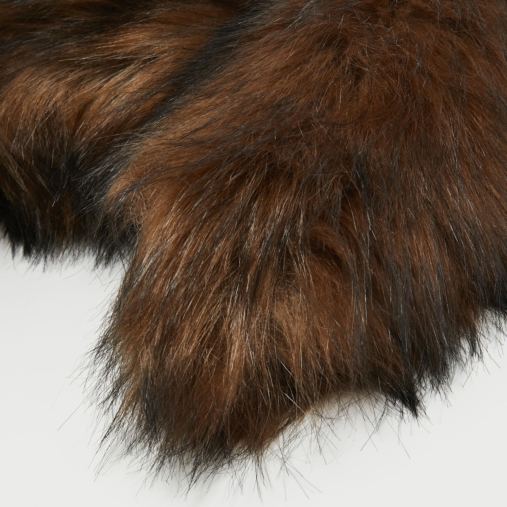 Burberry Dark Brown Faux Fur Mini Zip Olympia Bag For Sale 5
