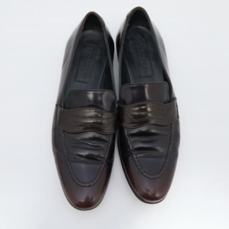 Black Burberry Dark Brown Leather Bedmont Slip On Loafer Size 39.5 For Sale