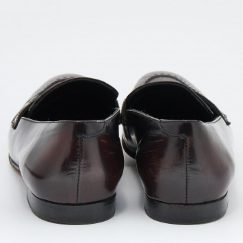 Men's Burberry Dark Brown Leather Bedmont Slip On Loafer Size 39.5 For Sale