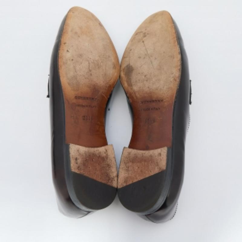 Burberry Dark Brown Leather Bedmont Slip On Loafer Size 39.5 For Sale 1