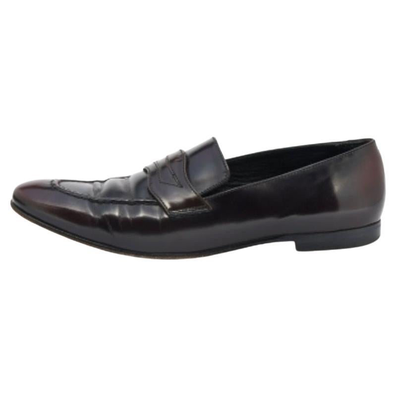 Burberry Dark Brown Leather Bedmont Slip On Loafer Size 39.5 For Sale