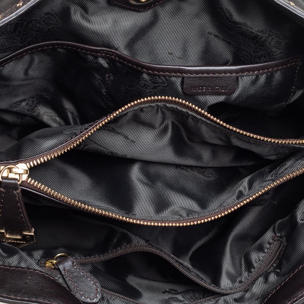 Burberry Dark Brown Leather Harwood Studded Tote 4