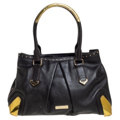 Burberry Dark Brown Leather Harwood Studded Tote