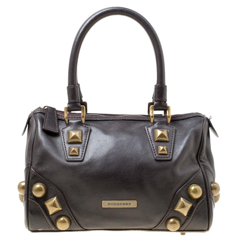 Burberry Dark Brown Leather Mage Studs Chester Bowler Bag