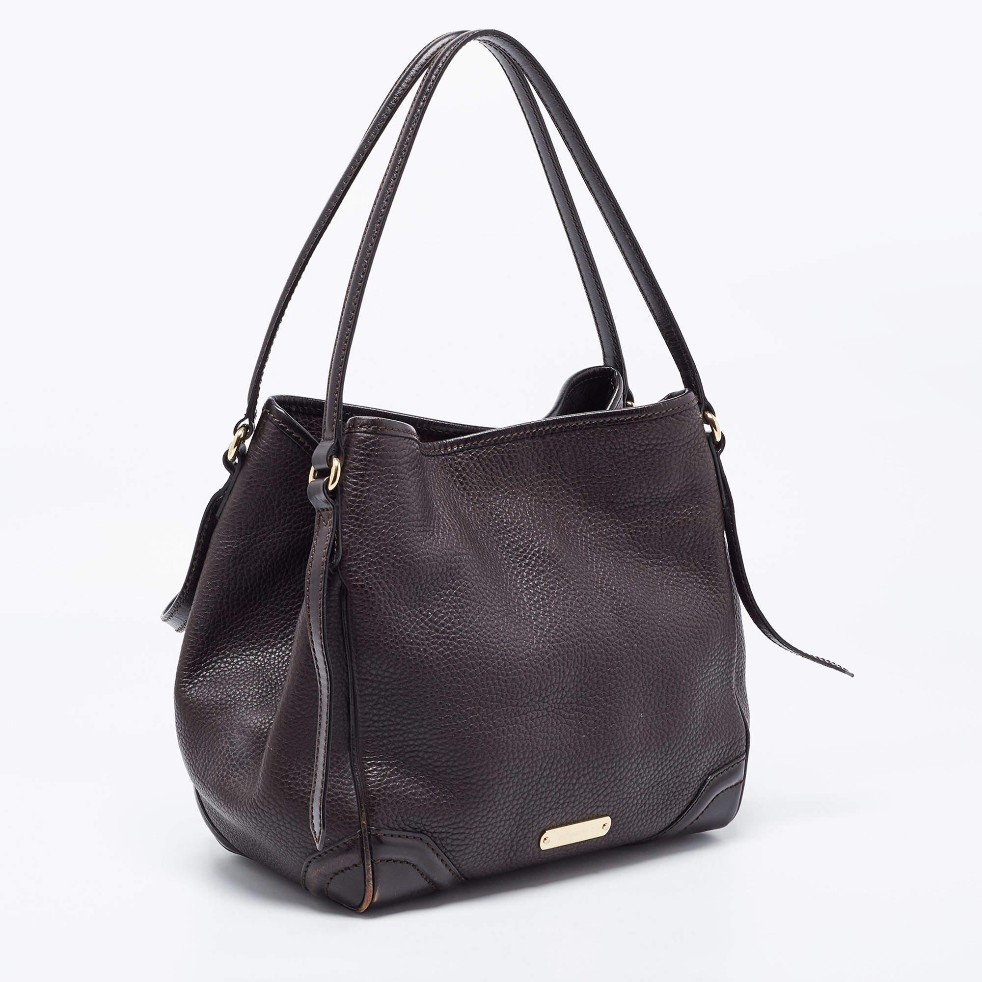 Burberry Dark Brown Leather Small Canterbury Tote 1