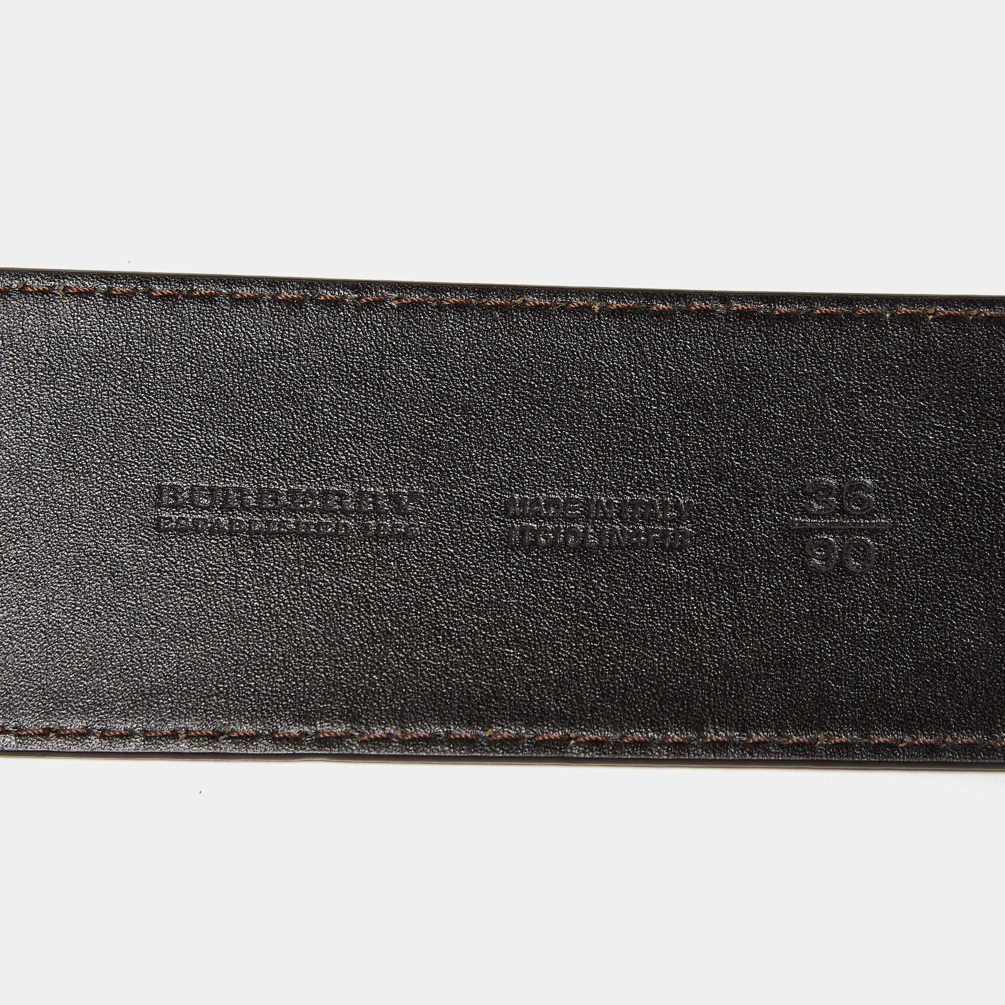 Women's Burberry Dark Brown Leather Waist Wide Buckle Belt 90CM