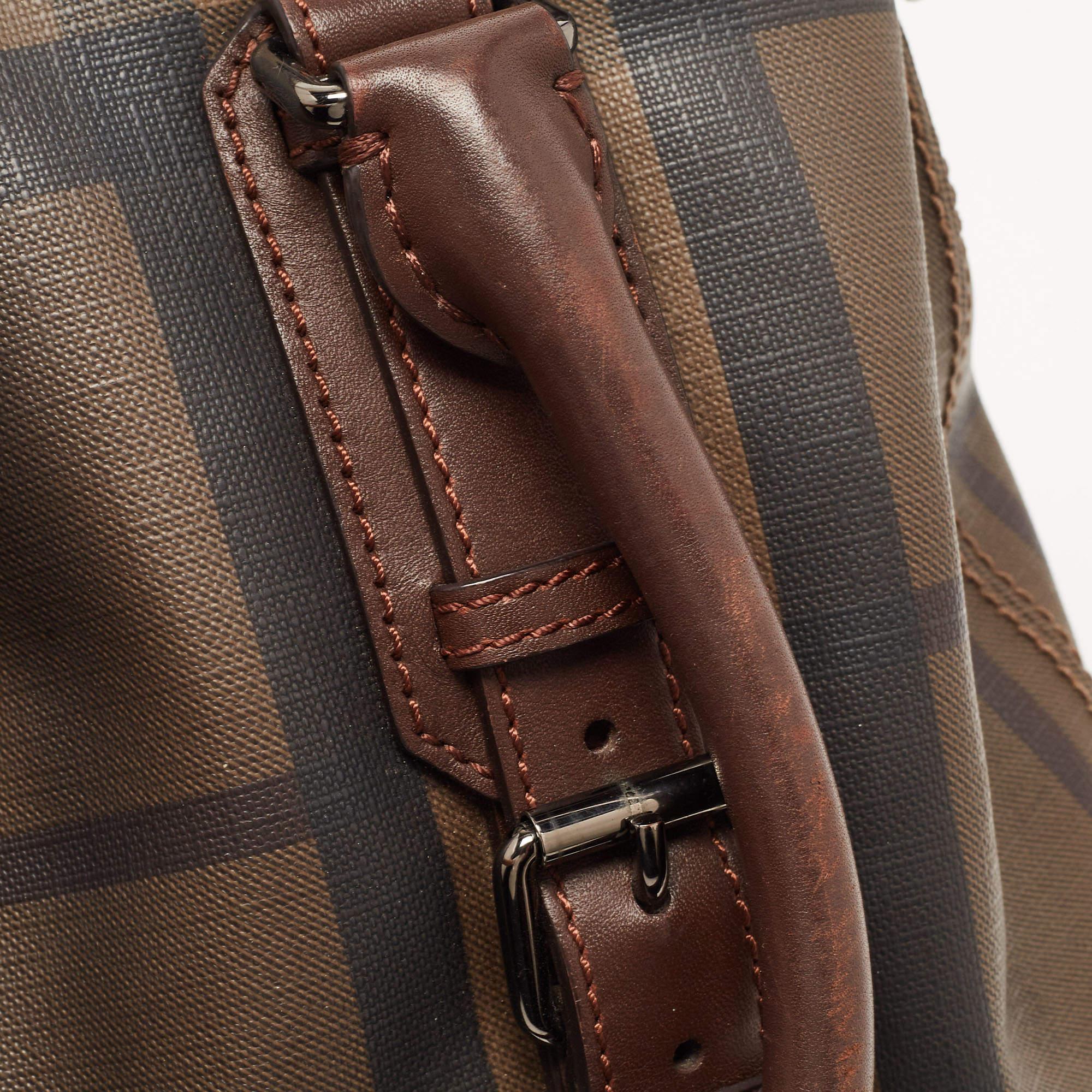 Burberry Dark Brown Smoke Check PVC Small Northfield Tote 6