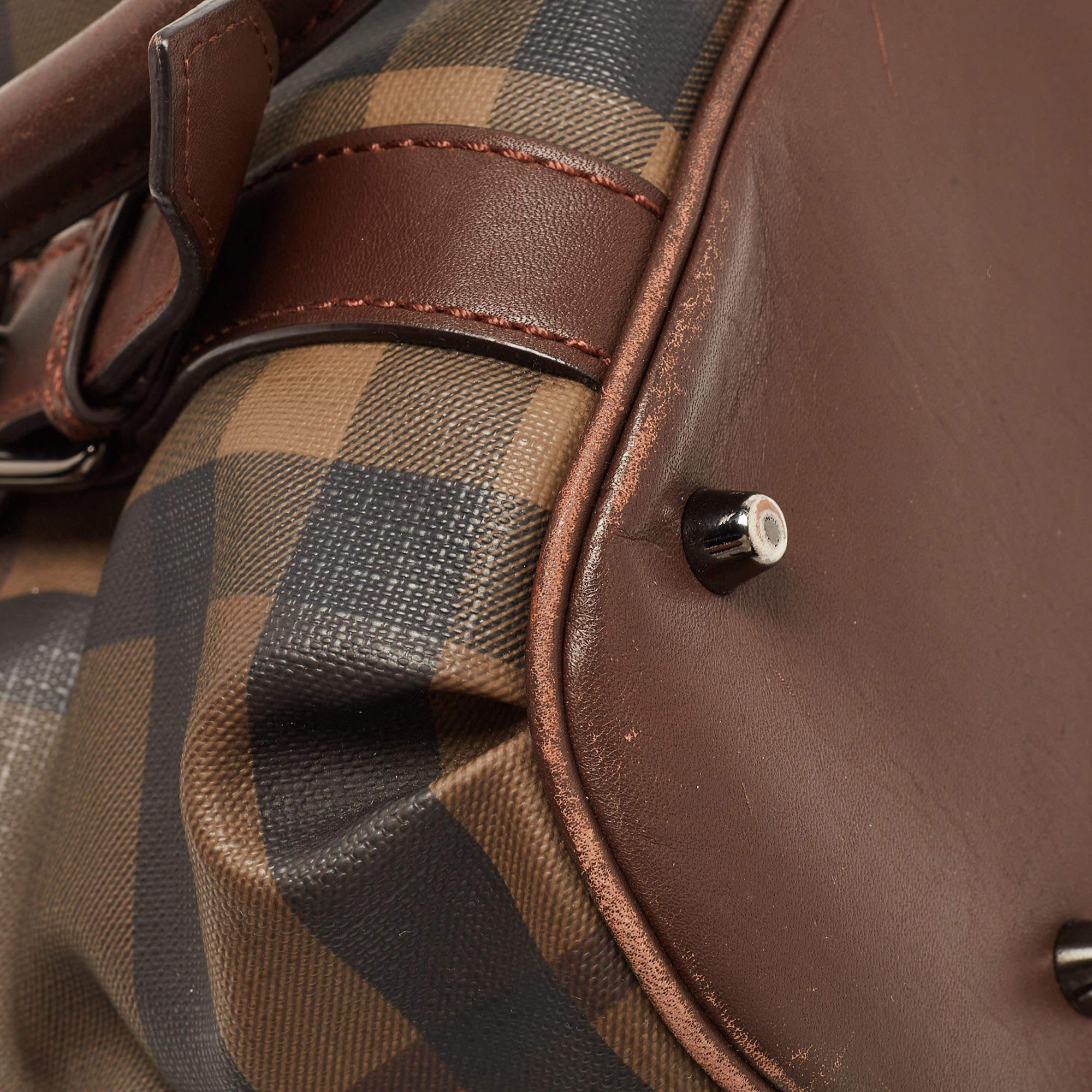 Burberry Dark Brown Smoke Check PVC Small Northfield Tote 1