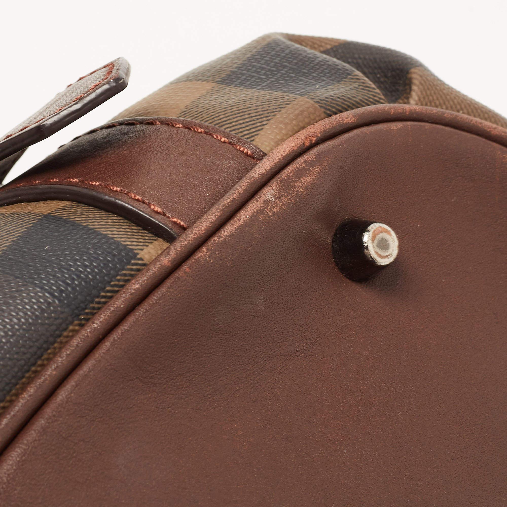 Burberry Dark Brown Smoke Check PVC Small Northfield Tote 2