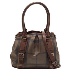 Burberry Dark Brown Smoke Check PVC Small Northfield Tote