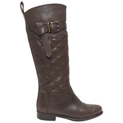 Burberry Dark Brown Tall Quilted Leather Boots