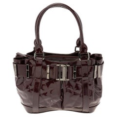 Burberry Dark Burgundy Patent Leather Healy Tote