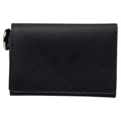 Burberry Dark Charcoal Check Coated Canvas Finn Trifold Wallet