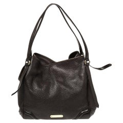 Burberry Dark Grained Leather Small Canterbury Tote