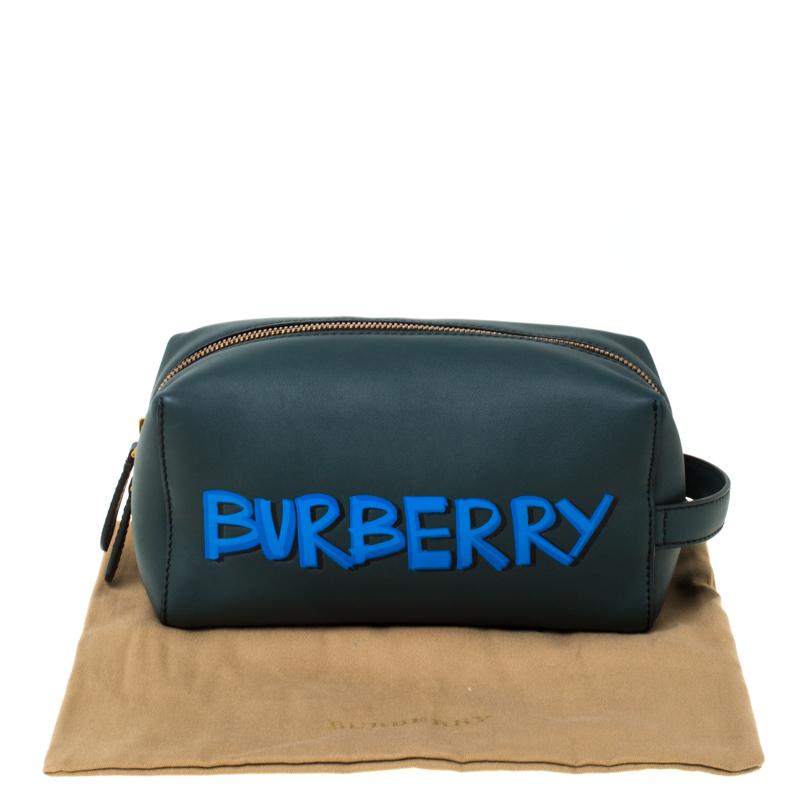 Burberry Dark Green Leather Pouch 9