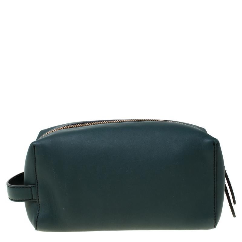 Burberry Dark Green Leather Pouch For Sale at 1stDibs