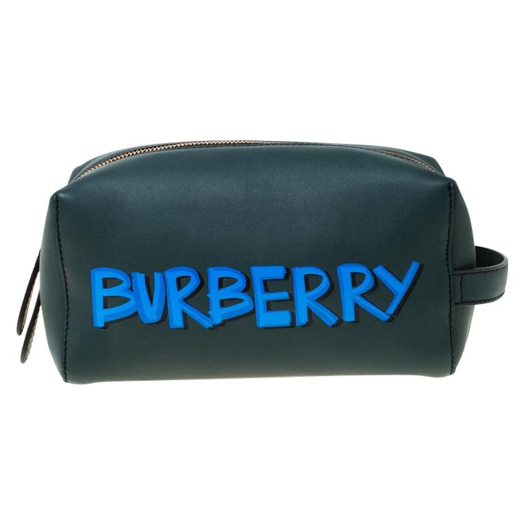 Burberry Dark Green Leather Pouch