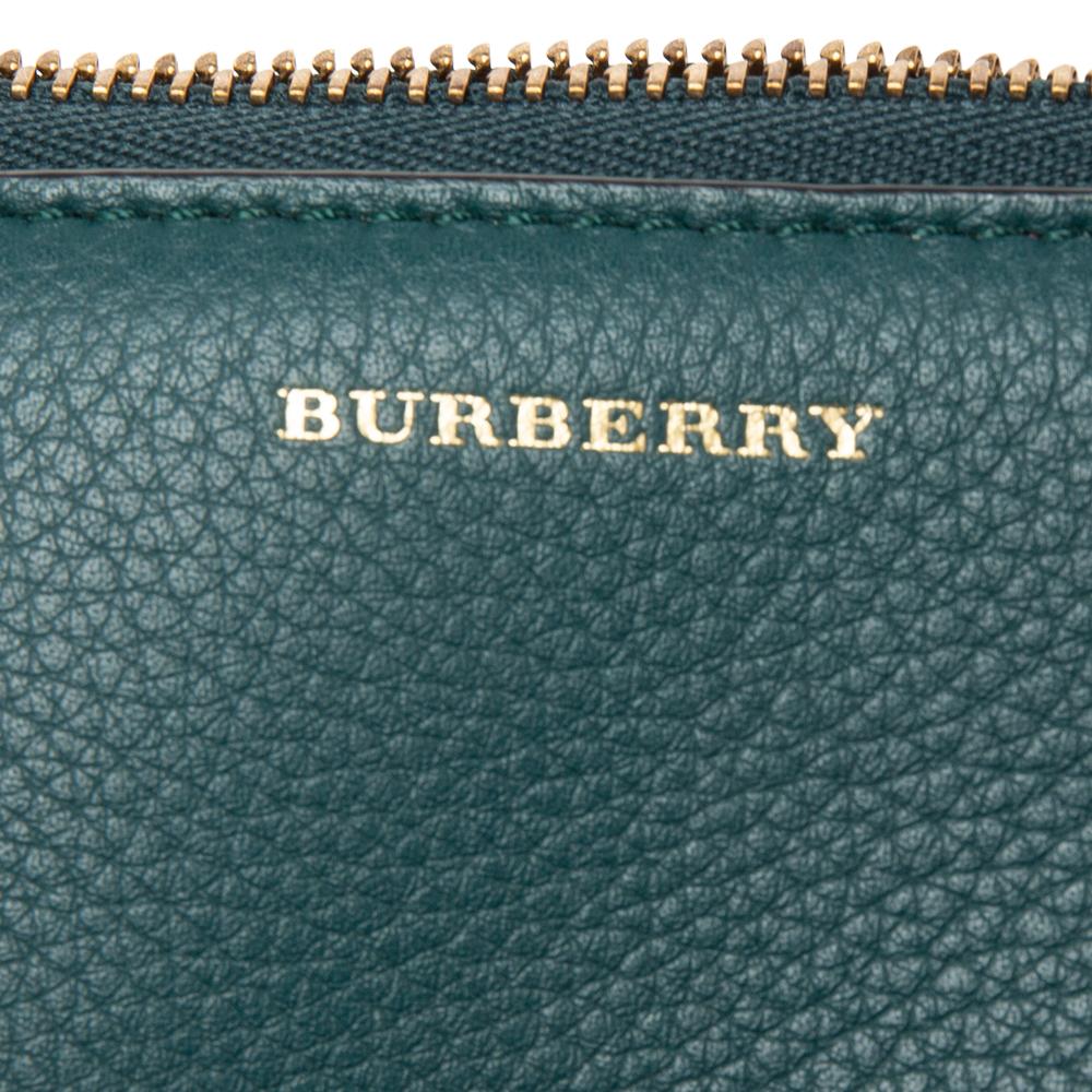 Burberry Dark Green Leather Zip Around Compact Wallet 3