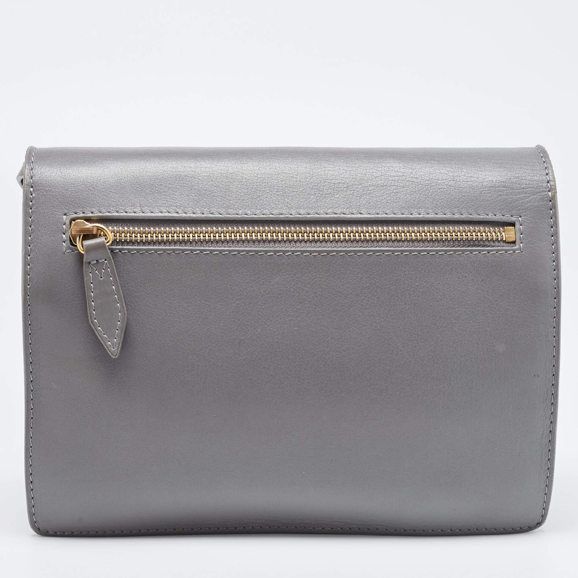 Burberry Dark Grey Leather Small Macken Crossbody Bag For Sale 3